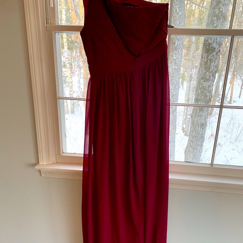 One shoulder evening gown